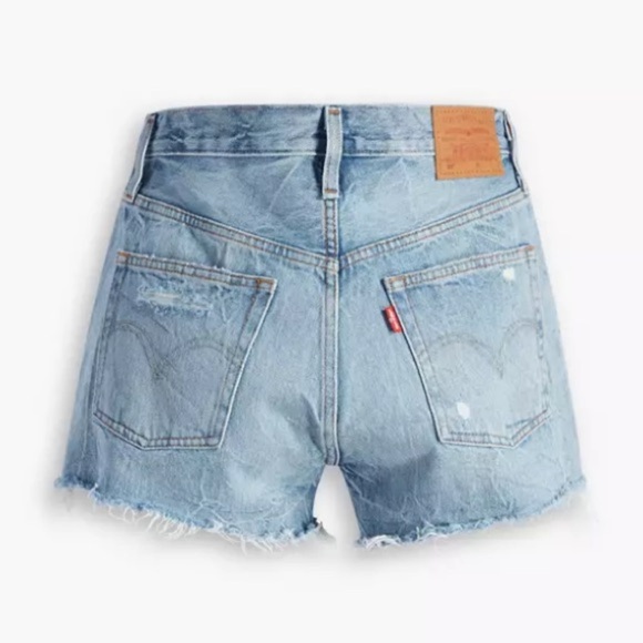 Levi’s 501 High Waist Distressed Ripped Button-fly Jean Denim Shorts Size 27 - Picture 2 of 15